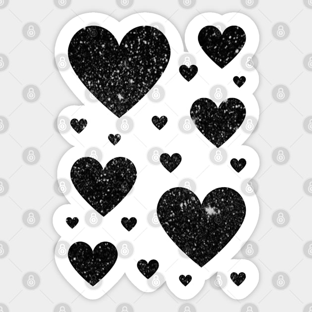 Black Faux Glitter Hearts Sticker by Felicity-K